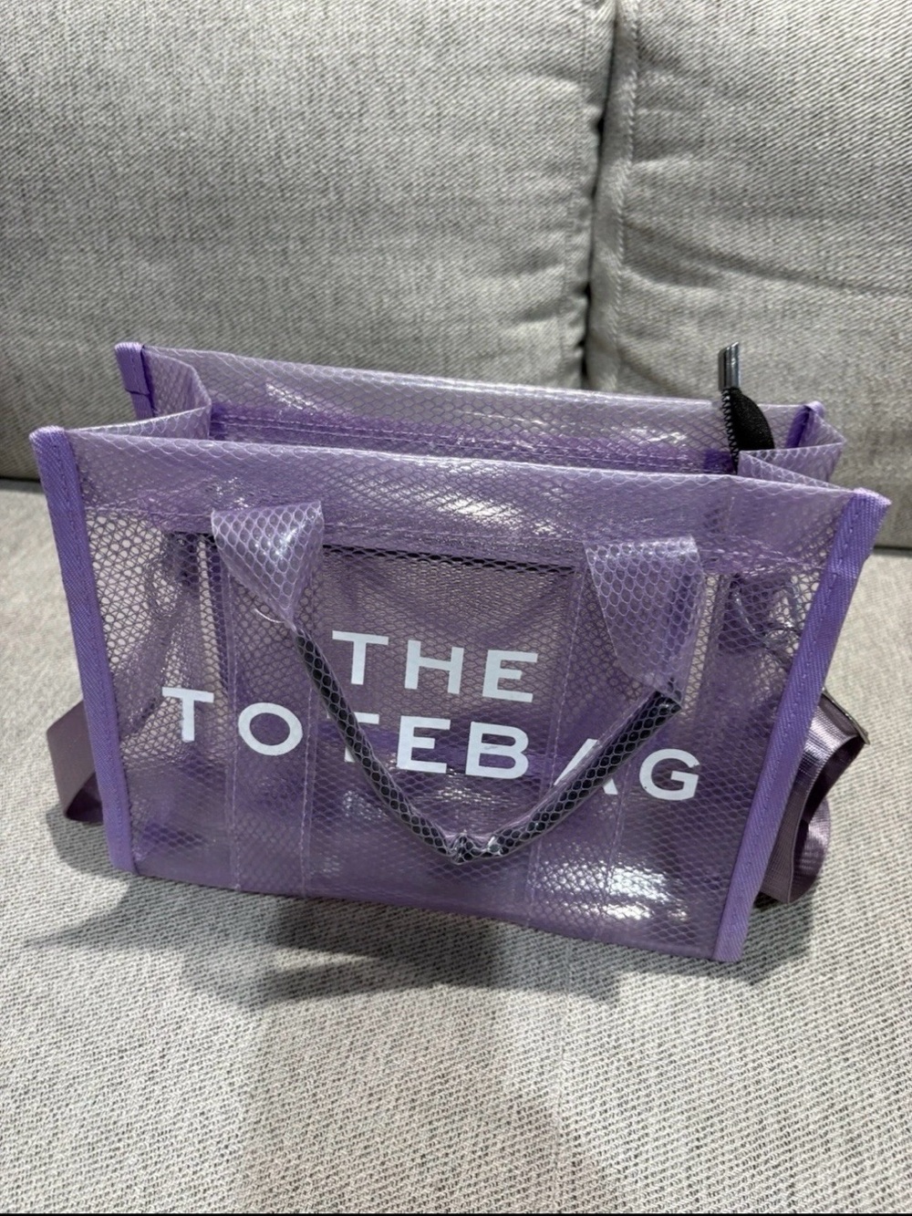 Purple Clear Mesh Shoulder Tote